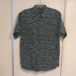 American Rag Green Teal Short-Sleeve Floral Button-Down Shirt